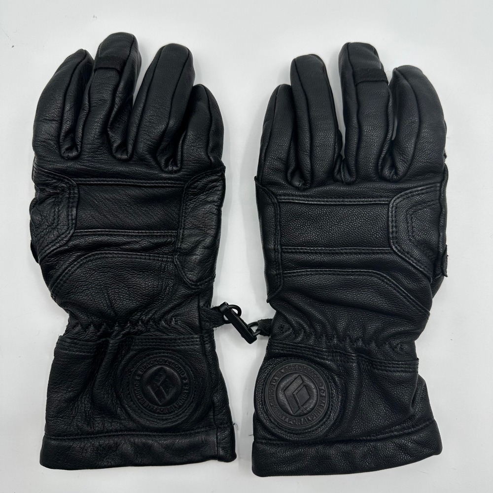 Black Diamond Kingpin Leather Gloves Black Goatskin Fleece Lined Small 801422